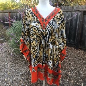 Piel Animal Print Tunic with Sequins and Zebras - One Size